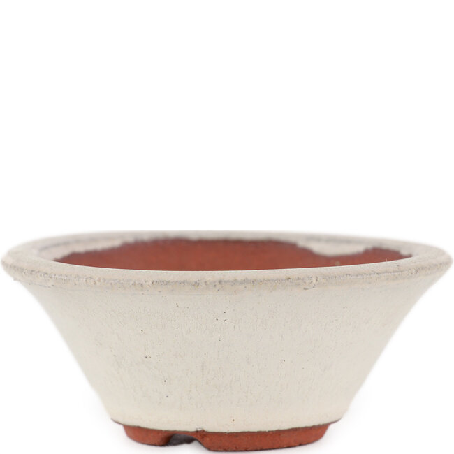 Vaso bonsai rotondo bianco sporco di Eime Yozan - 100 x 100 x 40 mm