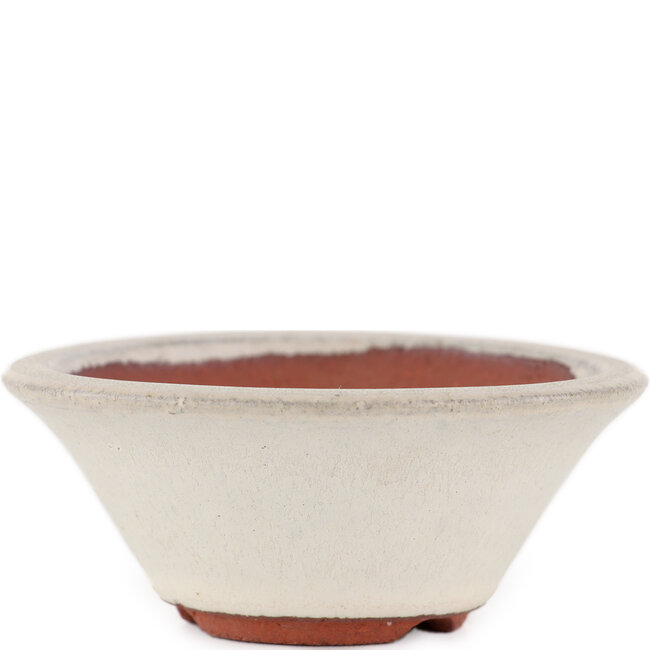 Pot à bonsaï rond blanc cassé par Eime Yozan - 100 x 100 x 40 mm