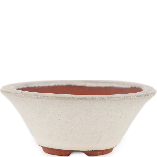 Pot à bonsaï rond blanc cassé par Eime Yozan - 100 x 100 x 40 mm