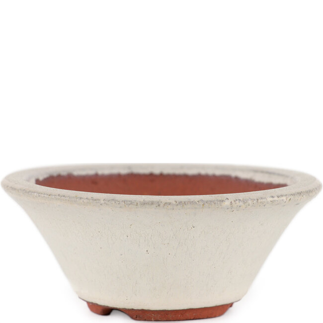 Pot à bonsaï rond blanc cassé par Eime Yozan - 100 x 100 x 40 mm