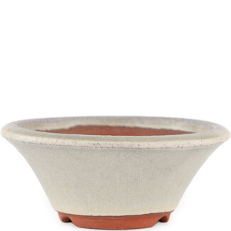  Eimei ( Yozan kiln) 125 mm gebroken witte bonsaipot van Eime Yozan, Tokoname, Japan
