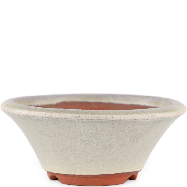 Pot à bonsaï rond blanc cassé par Eime Yozan - 125 x 125 x 50 mm