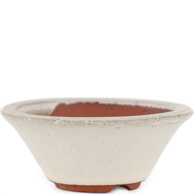 Pot à bonsaï rond blanc cassé par Eime Yozan - 100 x 100 x 40 mm