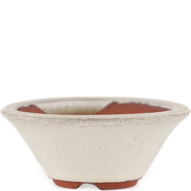 Vaso bonsai rotondo bianco sporco di Eime Yozan - 100 x 100 x 40 mm