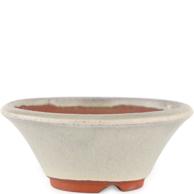 Round off-white bonsai pot by Eime Yozan - 125 x 125 x 50 mm