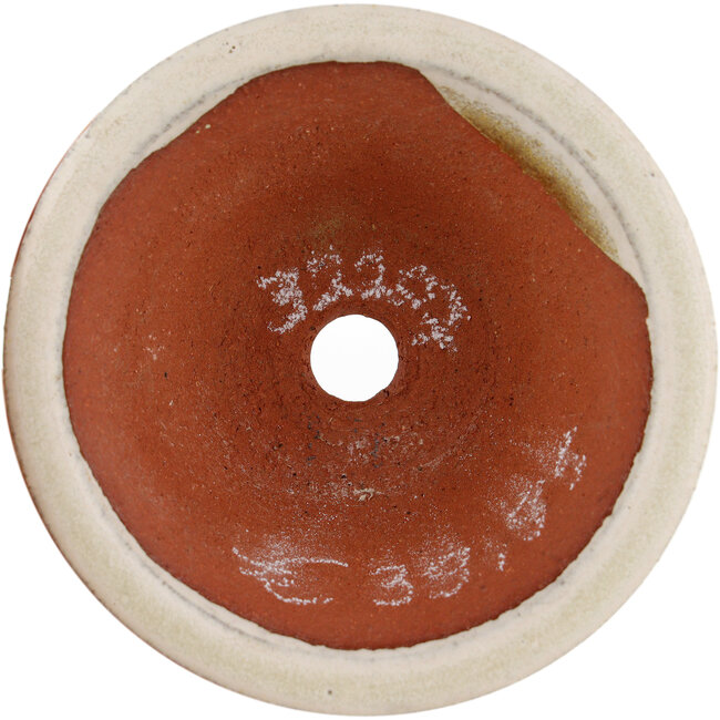 Maceta redonda para bonsái blanquecino de Eime Yozan - 100 x 100 x 40 mm