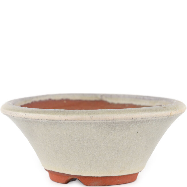 Vaso bonsai rotondo bianco sporco di Eime Yozan - 125 x 125 x 50 mm