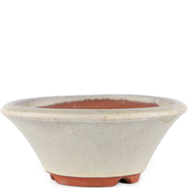 Vaso bonsai rotondo bianco sporco di Eime Yozan - 125 x 125 x 50 mm