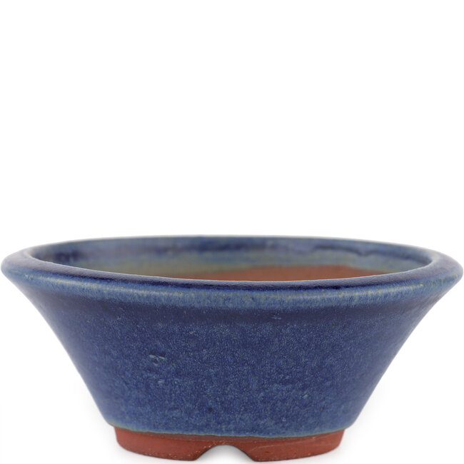 Round blue bonsai pot by Eime Yozan - 120 x 120 x 50 mm