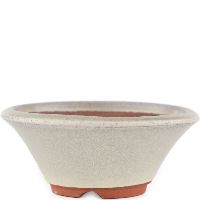 Round off-white bonsai pot by Eime Yozan - 125 x 125 x 50 mm