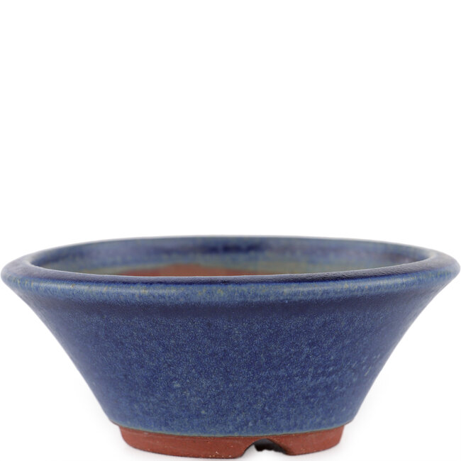 Round blue bonsai pot by Eime Yozan - 120 x 120 x 50 mm
