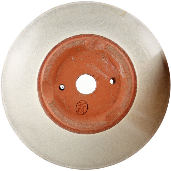 Pot à bonsaï rond blanc cassé par Eime Yozan - 125 x 125 x 50 mm