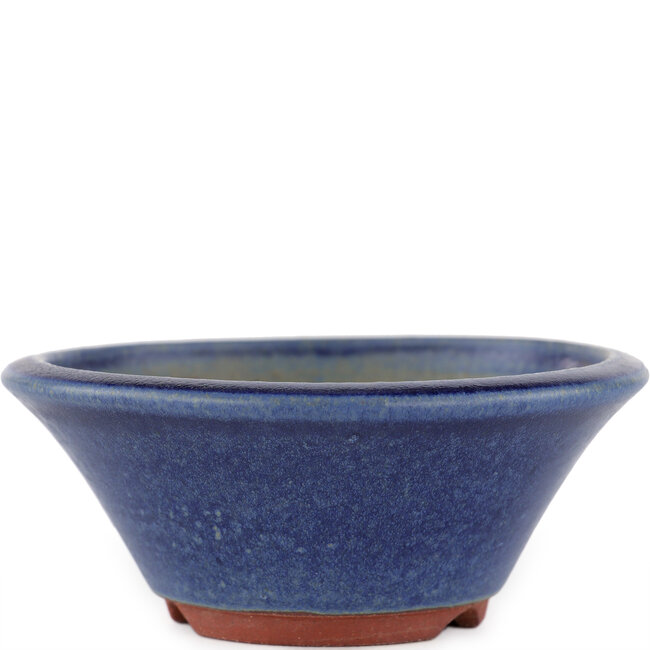 Round blue bonsai pot by Eime Yozan - 120 x 120 x 50 mm