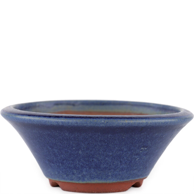 Ronde blauwe bonsaipot van Eime Yozan - 120 x 120 x 50 mm