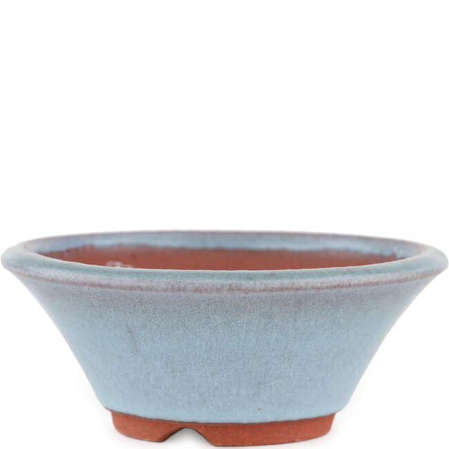 Round blue bonsai pot by Eime Yozan - 120 x 120 x 45 mm