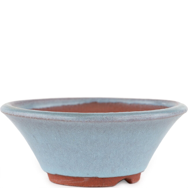 Round blue bonsai pot by Eime Yozan - 120 x 120 x 45 mm