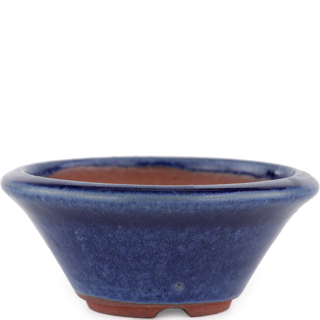 Round blue bonsai pot by Eime Yozan - 95 x 95 x 40 mm