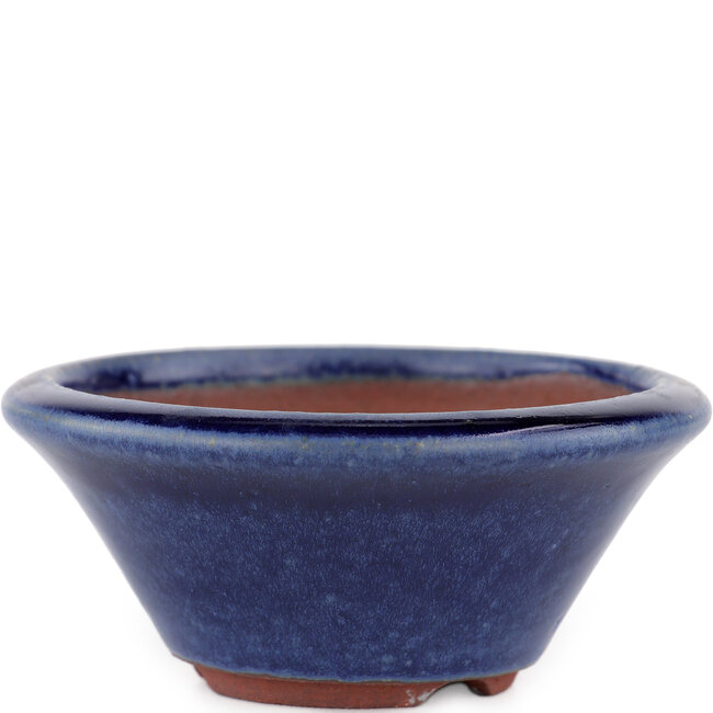 Round blue bonsai pot by Eime Yozan - 95 x 95 x 40 mm