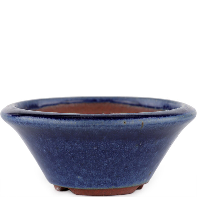 Ronde blauwe bonsaipot van Eime Yozan - 95 x 95 x 40 mm