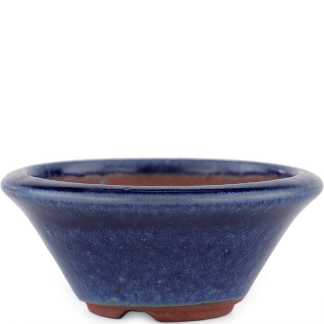 Ronde blauwe bonsaipot van Eime Yozan - 95 x 95 x 40 mm