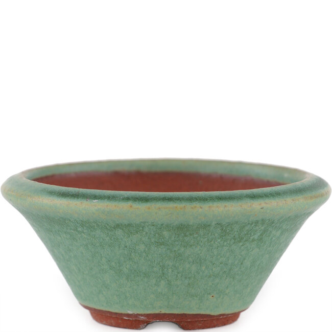 Pot à bonsaï rond vert par Eime Yozan - 100 x 100 x 40 mm