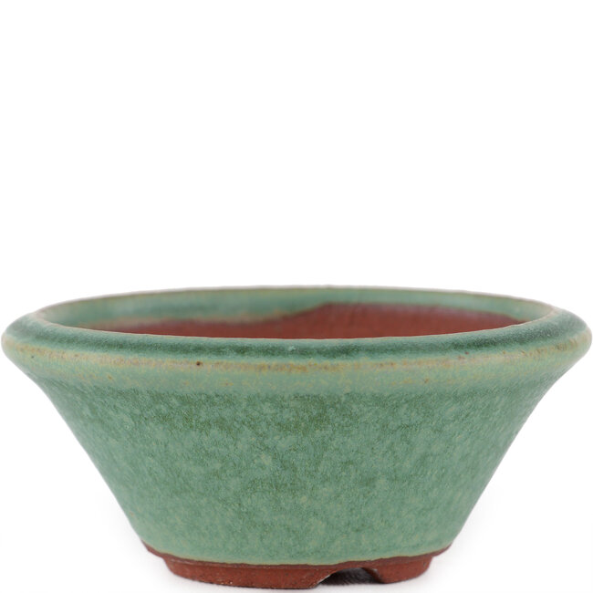 Vaso bonsai rotondo verde di Eime Yozan - 100 x 100 x 40 mm