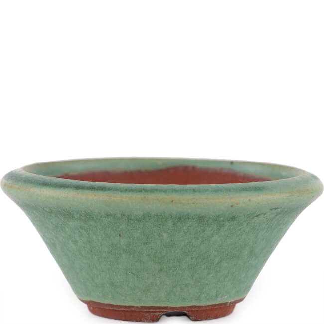 Vaso bonsai rotondo verde di Eime Yozan - 100 x 100 x 40 mm