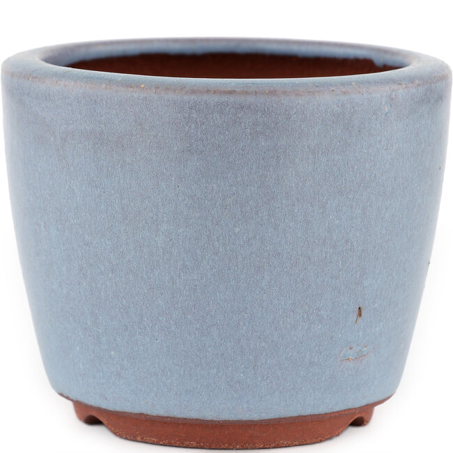 Ronde blauwe bonsaipot van Eime Yozan - 105 x 105 x 85 mm