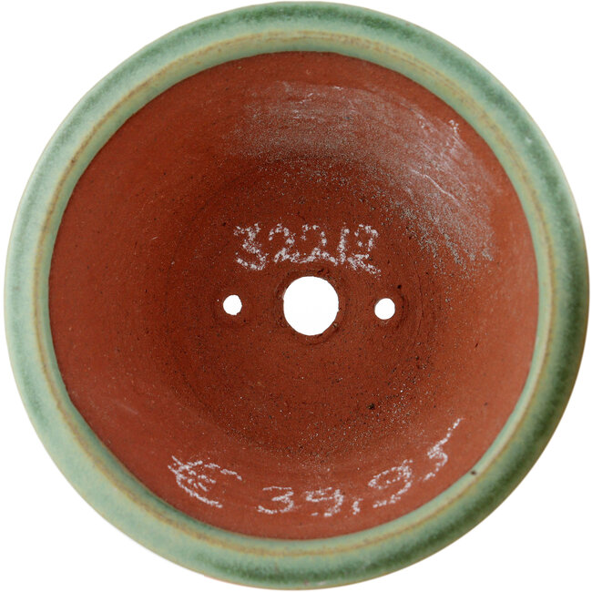 Round green bonsai pot by Eime Yozan - 100 x 100 x 40 mm