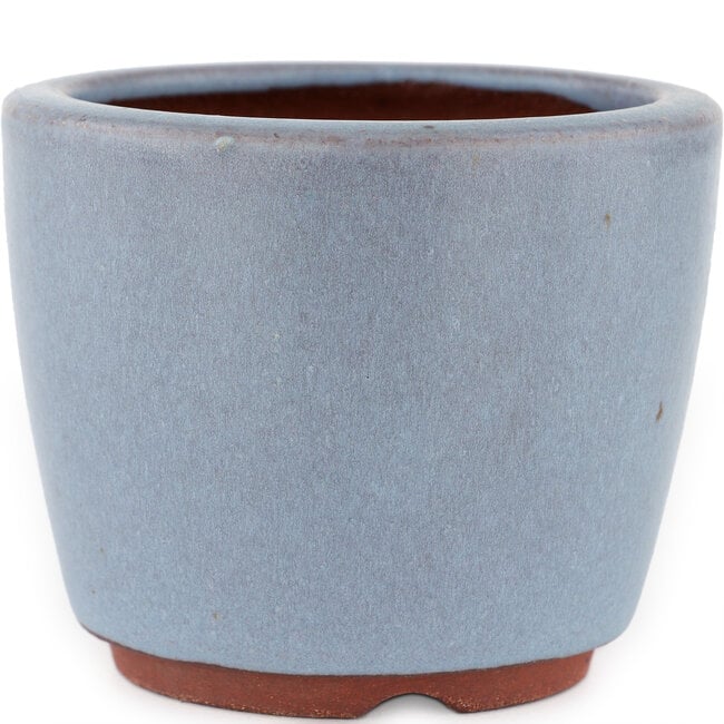 Round blue bonsai pot by Eime Yozan - 105 x 105 x 85 mm