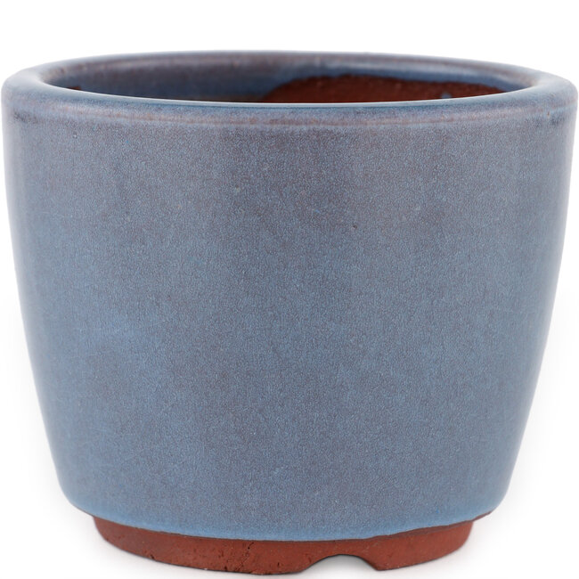 Round blue bonsai pot by Eime Yozan - 105 x 105 x 85 mm