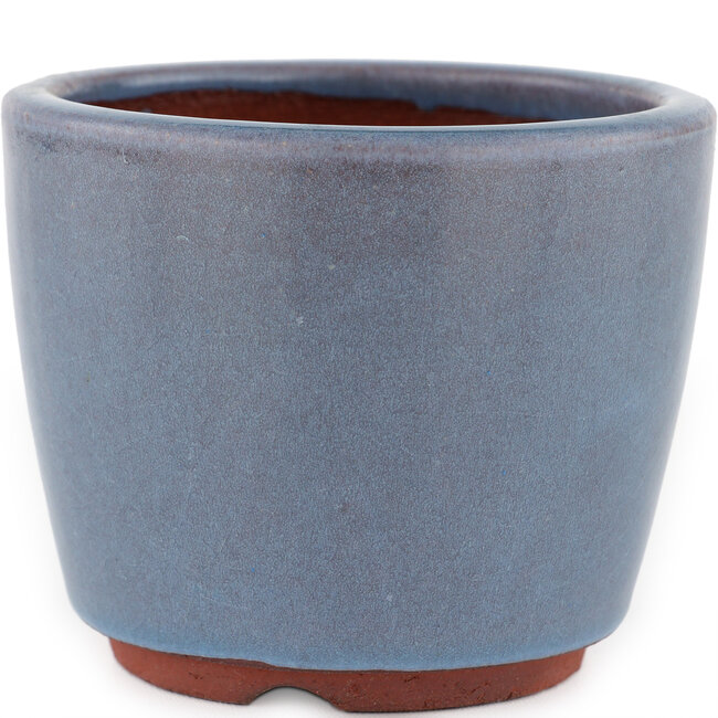 Round blue bonsai pot by Eime Yozan - 105 x 105 x 85 mm