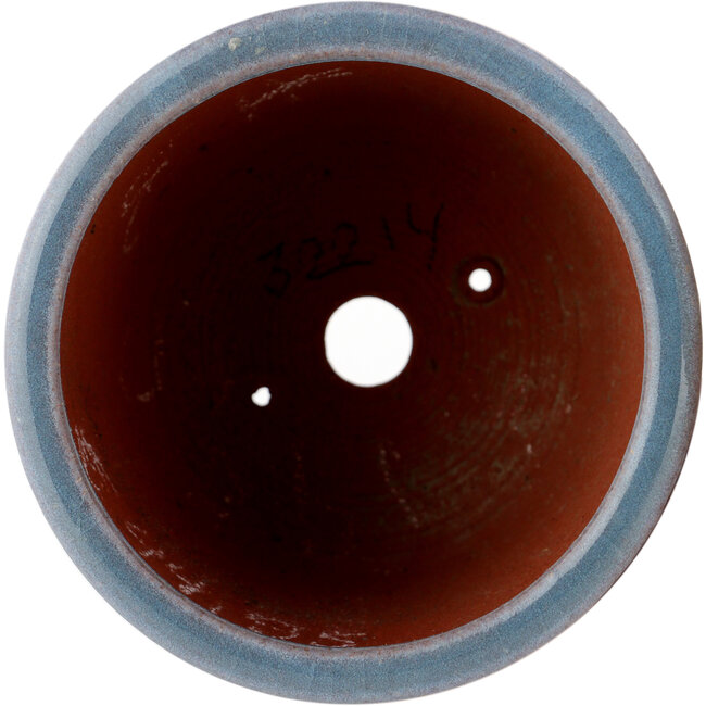 Round blue bonsai pot by Eime Yozan - 105 x 105 x 85 mm