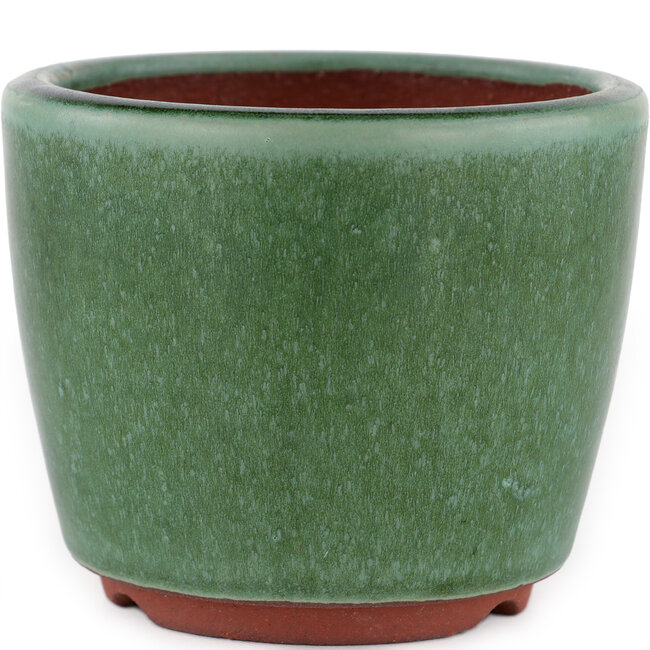 Vaso bonsai rotondo verde di Eime Yozan - 105 x 105 x 85 mm