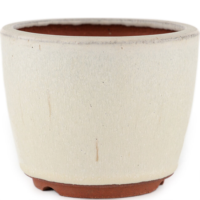 Maceta redonda para bonsái blanquecino de Eime Yozan - 105 x 105 x 85 mm