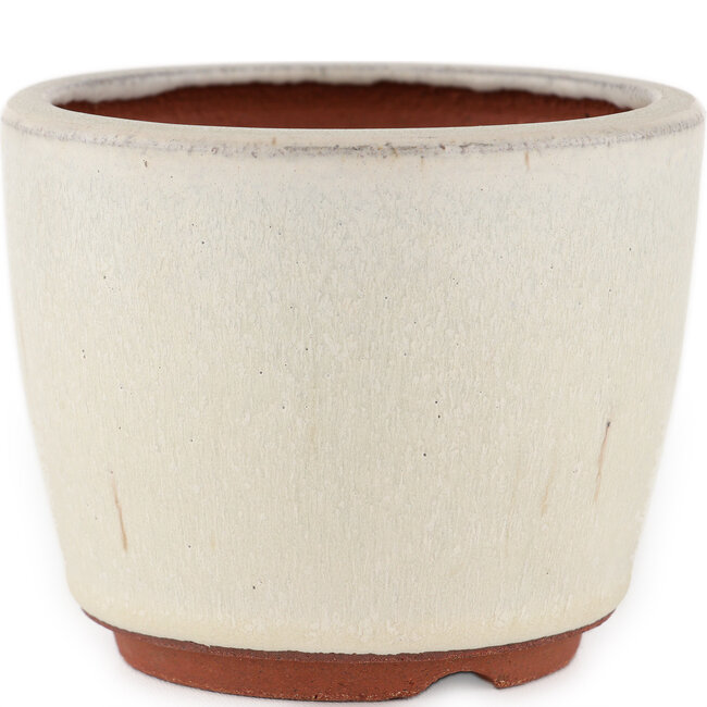 Maceta redonda para bonsái blanquecino de Eime Yozan - 105 x 105 x 85 mm