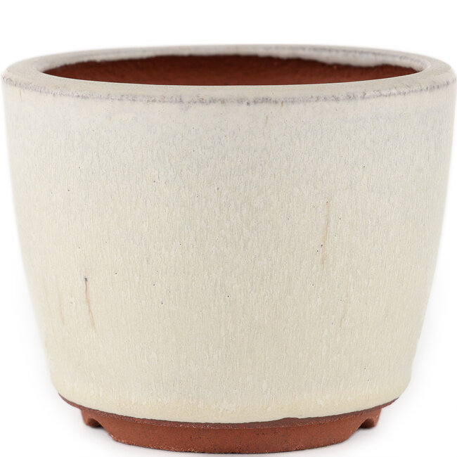 Round off-white bonsai pot by Eime Yozan - 105 x 105 x 85 mm