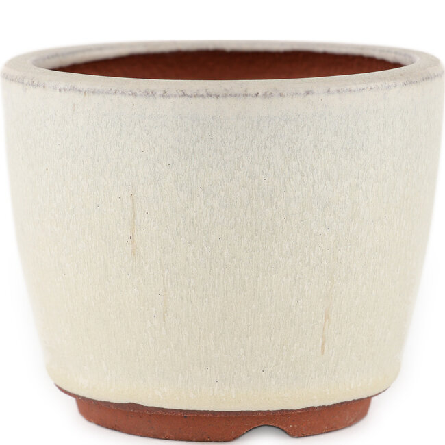Pot à bonsaï rond blanc cassé par Eime Yozan - 105 x 105 x 85 mm
