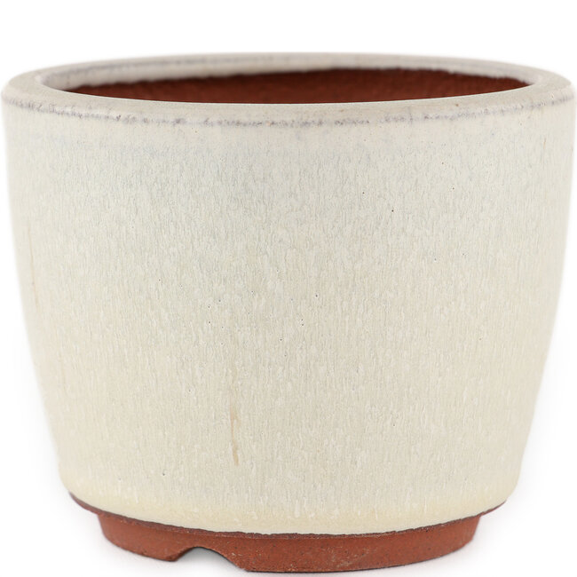 Pot à bonsaï rond blanc cassé par Eime Yozan - 105 x 105 x 85 mm