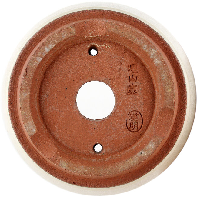 Maceta redonda para bonsái blanquecino de Eime Yozan - 105 x 105 x 85 mm
