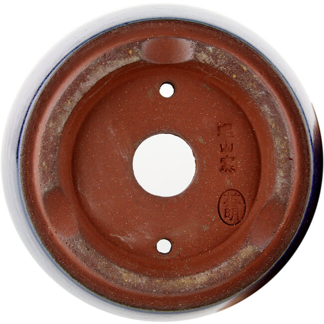 Ronde blauwe bonsaipot van Eime Yozan - 105 x 105 x 85 mm