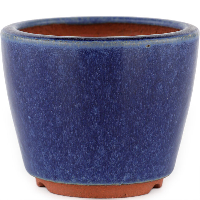 Round blue bonsai pot by Eime Yozan - 90 x 90 x 75 mm