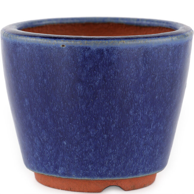 Ronde blauwe bonsaipot van Eime Yozan - 90 x 90 x 75 mm