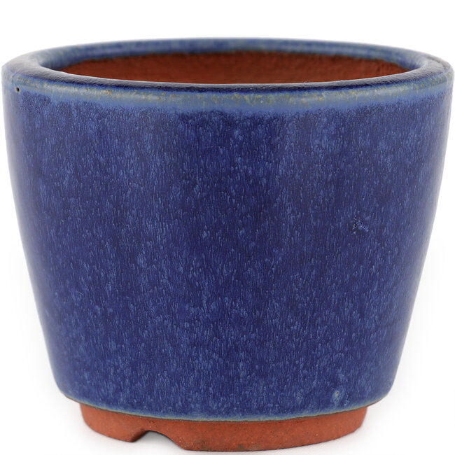 Ronde blauwe bonsaipot van Eime Yozan - 90 x 90 x 75 mm