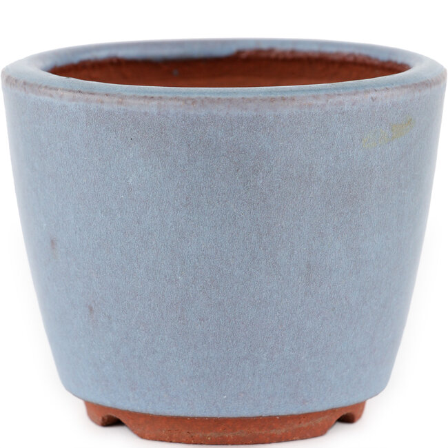 Round blue bonsai pot by Eime Yozan - 90 x 90 x 70 mm