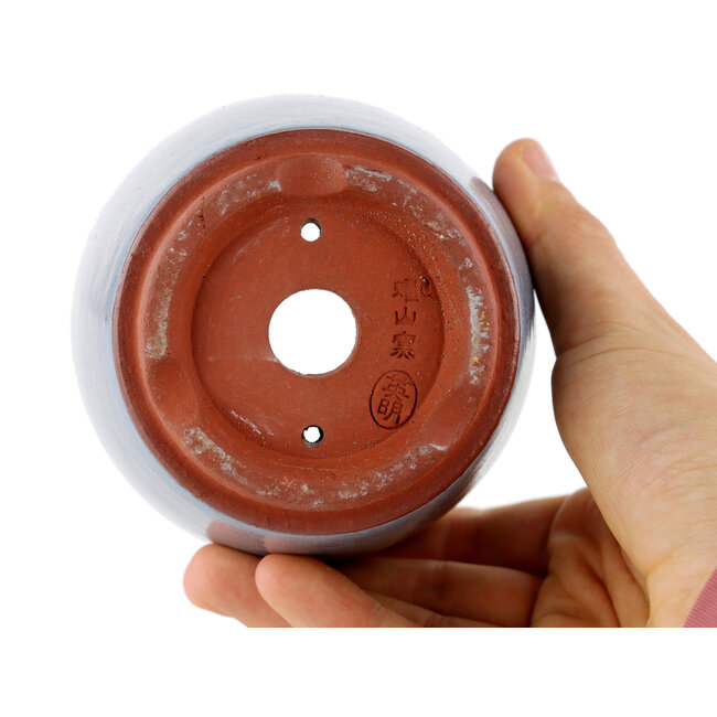 Ronde blauwe bonsaipot van Eime Yozan - 90 x 90 x 70 mm