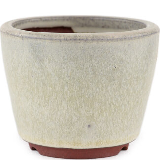  Eimei ( Yozan kiln) 90 mm gebroken witte bonsaipot van Eime Yozan, Tokoname, Japan