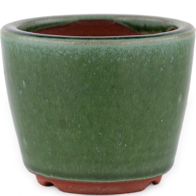 Round green bonsai pot by Eime Yozan - 90 x 90 x 70 mm
