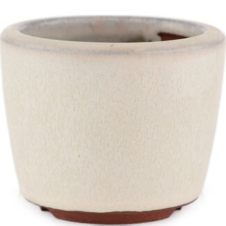  Eimei ( Yozan kiln) 75 mm gebroken witte bonsaipot van Eime Yozan, Tokoname, Japan