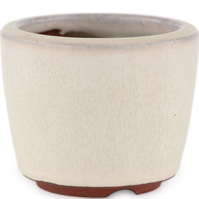Round off-white bonsai pot by Eime Yozan - 75 x 75 x 60 mm